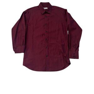 Modern Tailor Burgundy Striped Long-Sleeve Button-Down Collared Shirt